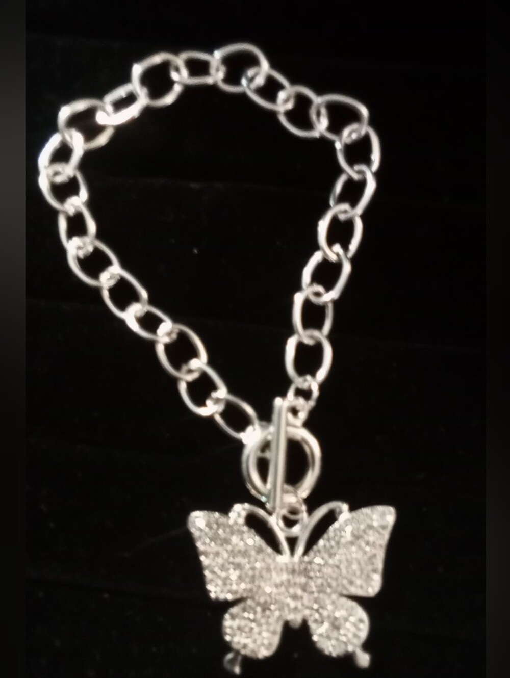 Silver Butterfly Charm Toggle Bracelet - Women Jewelry